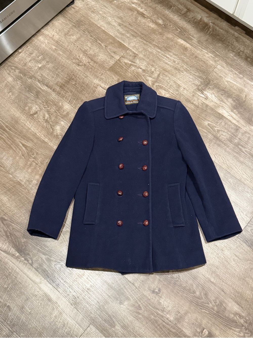 Mackintosh Women's Navy Double Breasted 100% Wool Authentic Peacoat Vintage